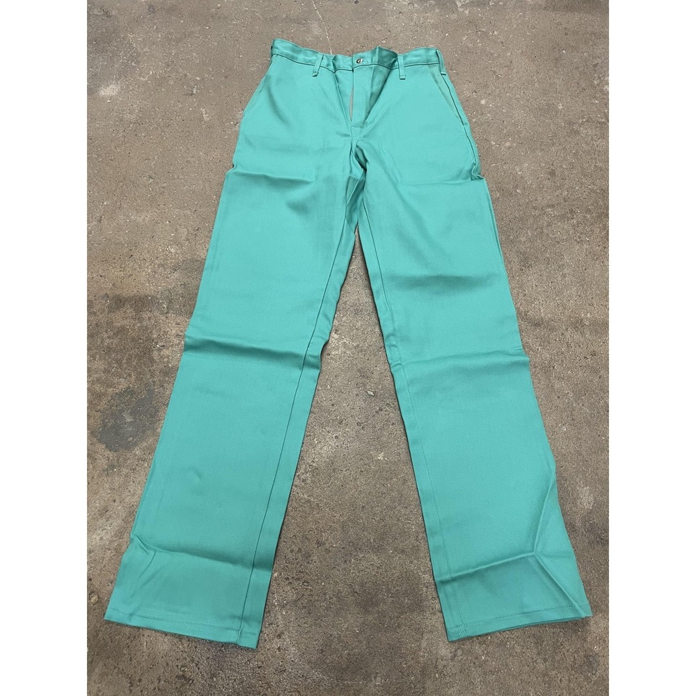 Work Pants Mens 32x36 Green Made in USA Zip Fly Twill Slant Pockets Straight Leg